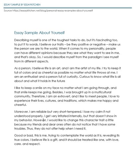 sample essay about yourself