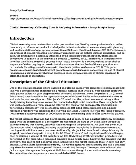 sample essay clinical skills