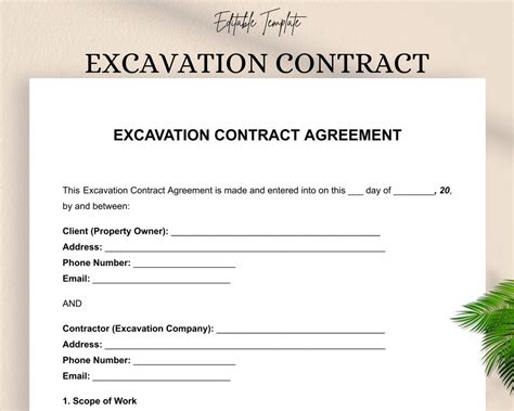 Sample Excavation Contract