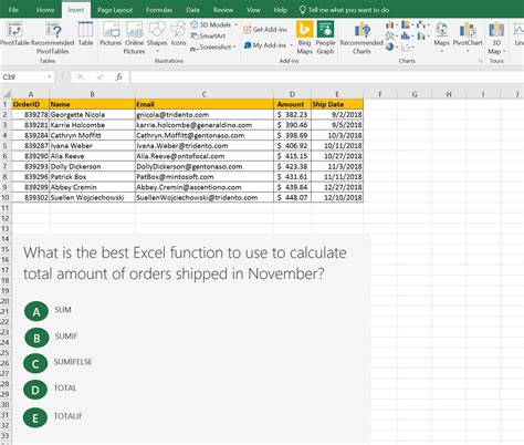 Sample Excel Test Questions And Answers