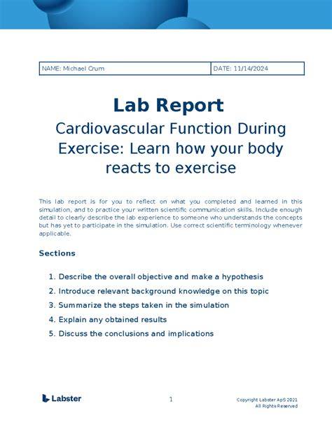 sample exercise physiology lab report