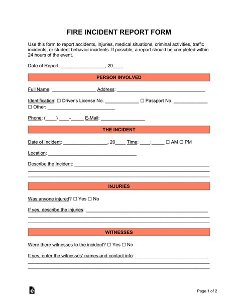 Sample Fire Incident Report