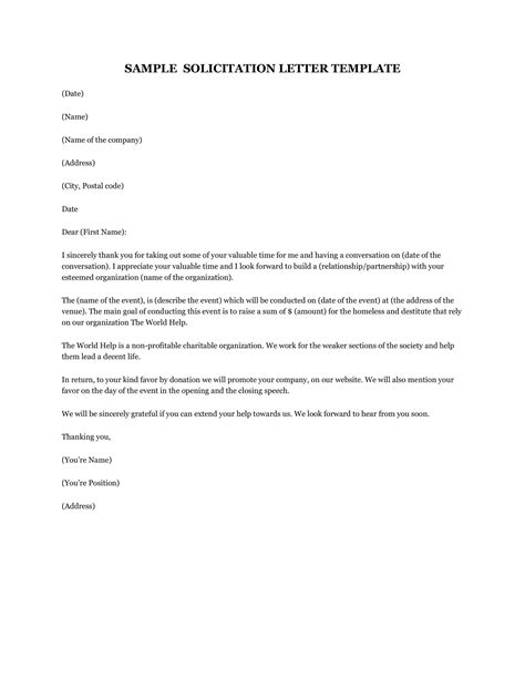 Sample Format Of Solicitation Letter For Sponsorship