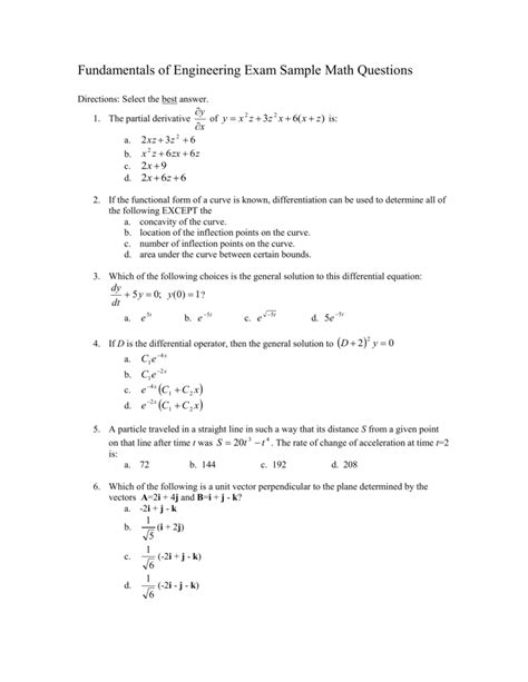 Sample Fundamentals Of Engineering Examination