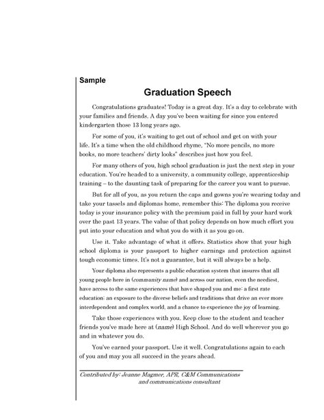Sample Graduation Speeches By Parents