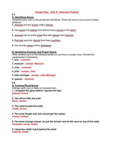Sample Grammar Test With Answer Key