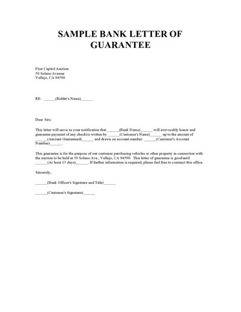 Sample Guarantee Work Letter