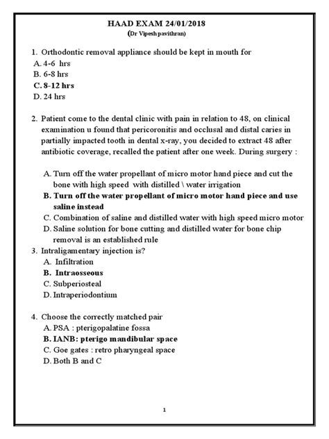 sample haad exam questions for nursing