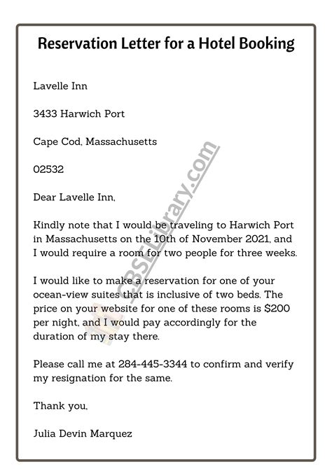 sample hall booking letter