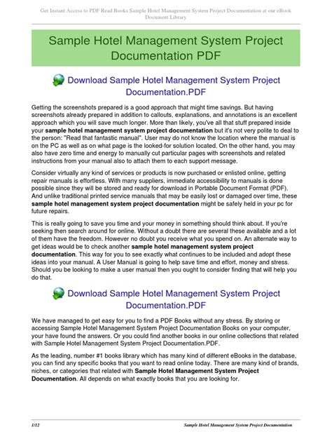 Sample Hotel Management System Project Documentation