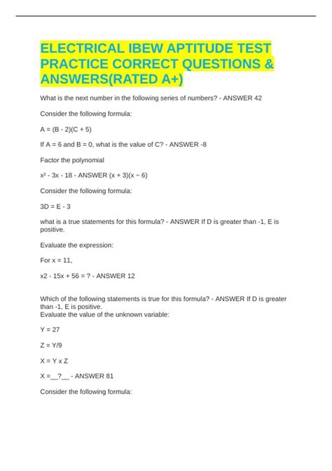 Sample Ibew Aptitude Test