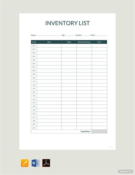 Sample Inventory List For Church Kitchen