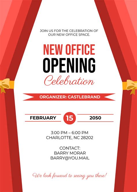 sample invitation card for office opening ceremony