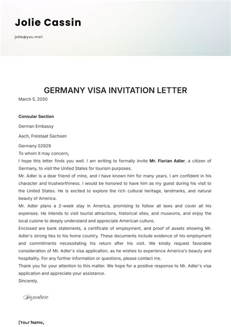 Sample Invitation Letter For German Business Visa