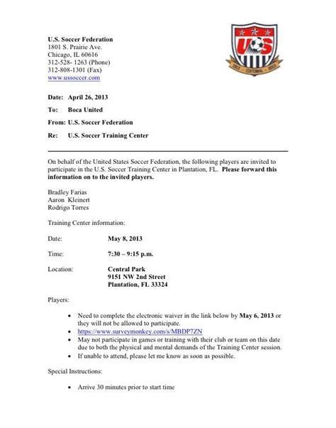 sample invitation letter for soccer tournament