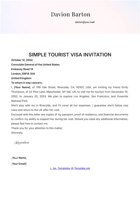 Sample Invitation Letter For Visa To Canada