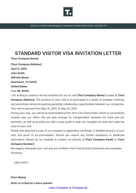 Sample Invitation Letter For Visitor Visa Canada