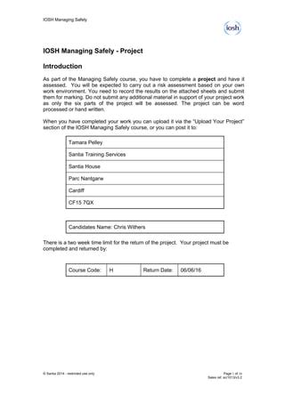 sample iosh managing safely project example