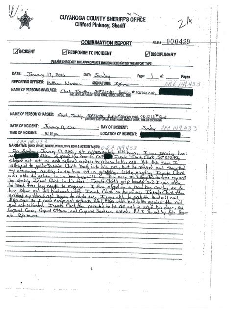 Sample Jail Incident Report