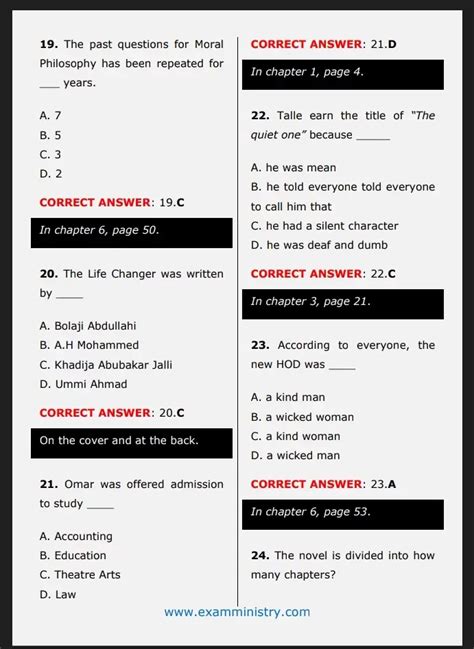 sample jamb questions