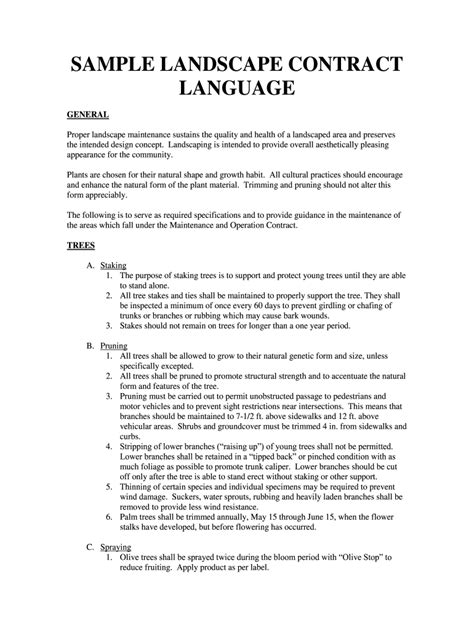 Sample Landscape Contract Language Revised