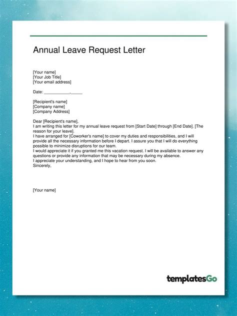 Sample Leave Request Letter For School