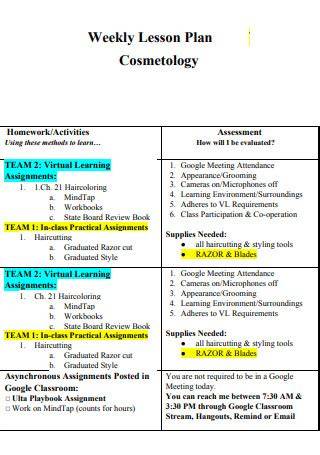 sample lesson plan for cosmetology permanent waving