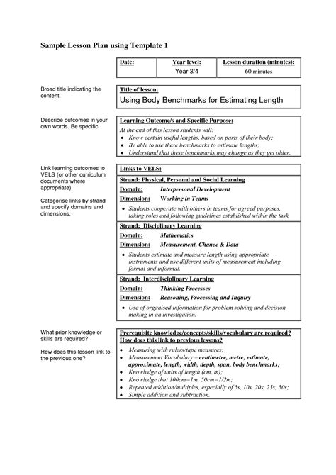 Sample Lesson Plan Sample Lesson Plan Template