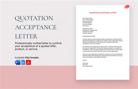 Sample Letter Accepting Quotation