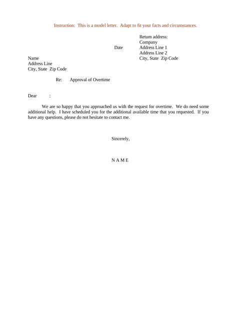 Sample Letter Approval Overtime