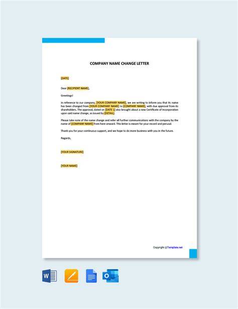 sample letter changing company name
