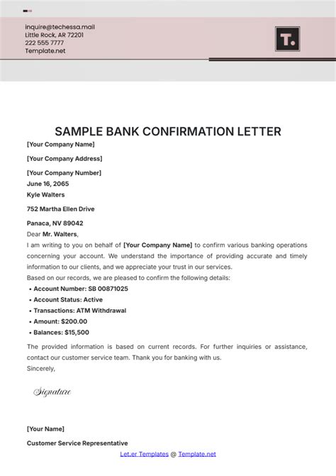 sample letter confirmation of bank account closure