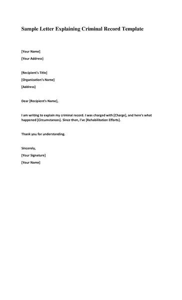 Sample Letter Criminal Record