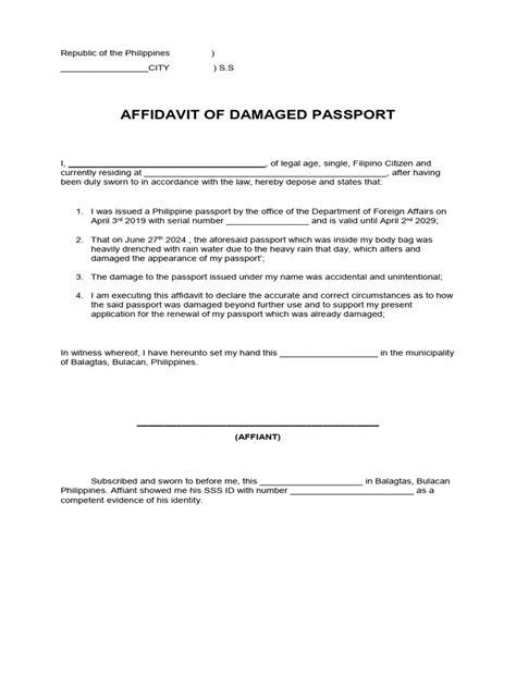 Sample Letter Damage Passport