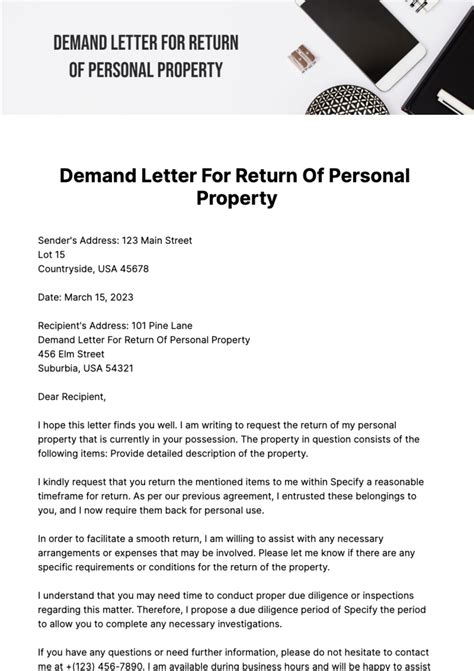 sample letter demanding return of property