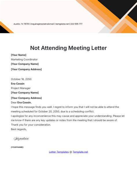 sample letter for attending meeting