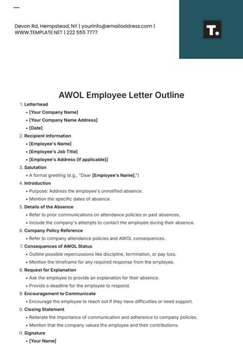 sample letter for awol employee