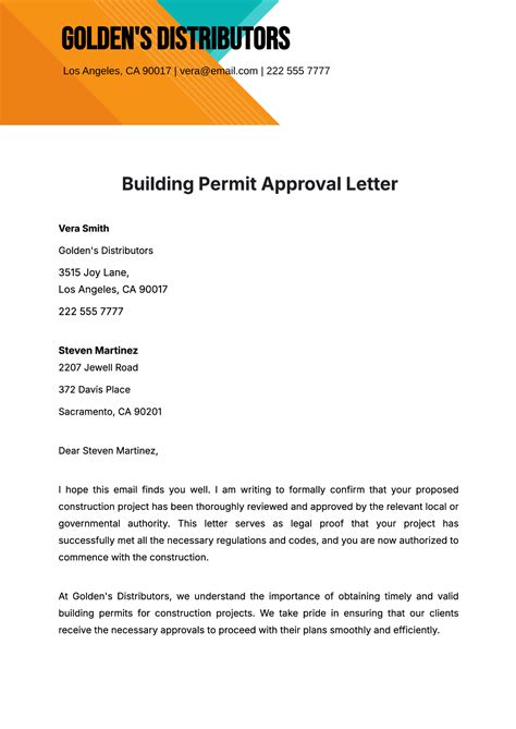 sample letter for building permit