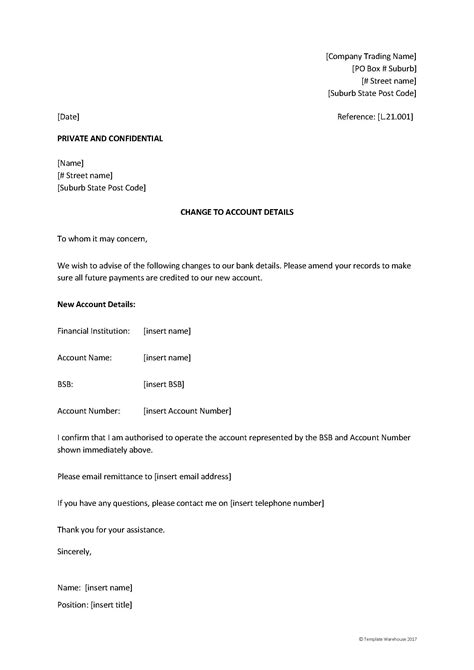 sample letter for changing bank branch