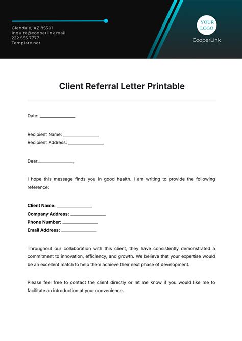Sample Letter For Client Referral Case Manager