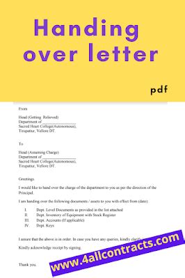 sample letter for handing over duties omegabookpdf com