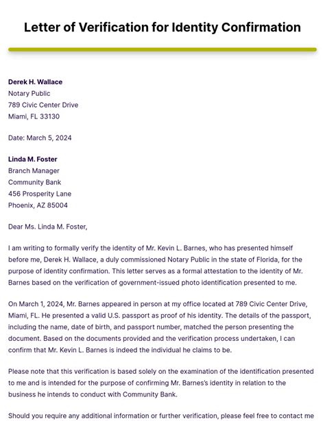 Sample Letter For Identity Proof