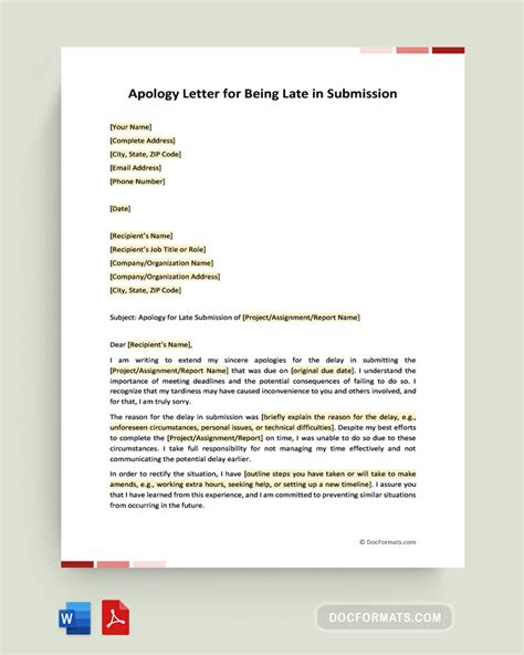 sample letter for late submission of reports