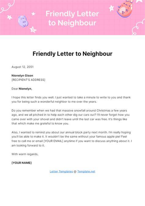 sample letter for neighbors on renovation work