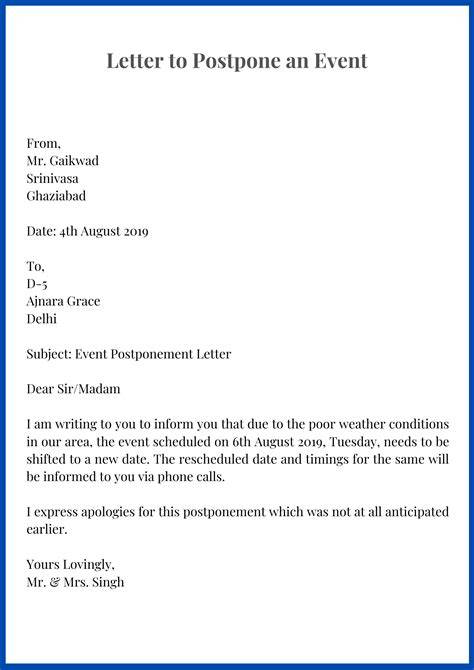 sample letter for postponing studies