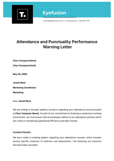 Sample Letter For Punctuality