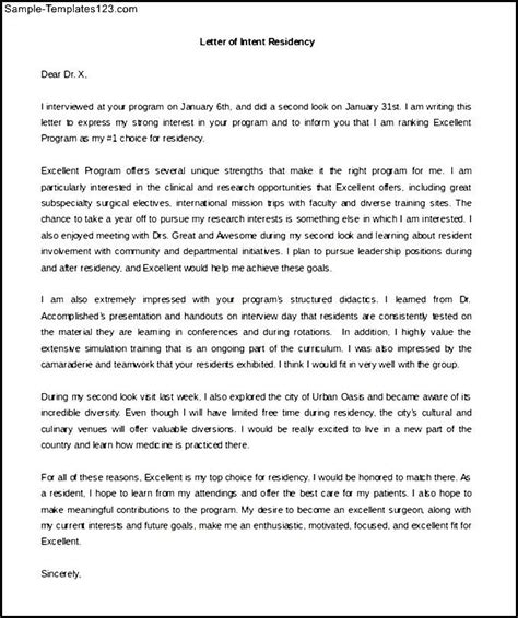 Sample Letter For Residency Application