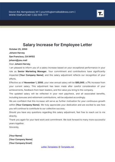 Sample Letter For Salary Increase