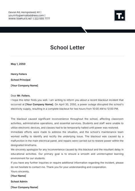 sample letter for school supplies and uniform
