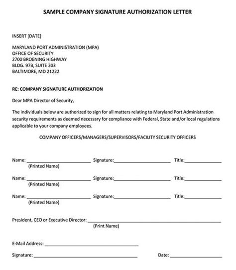 sample letter for signature authorization change